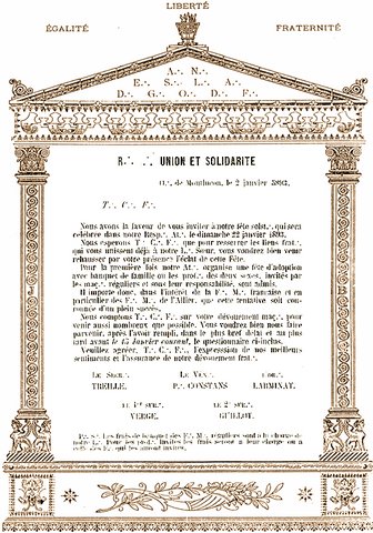 Convocation de 1893, signée du Vénérable Maître Paul Constans